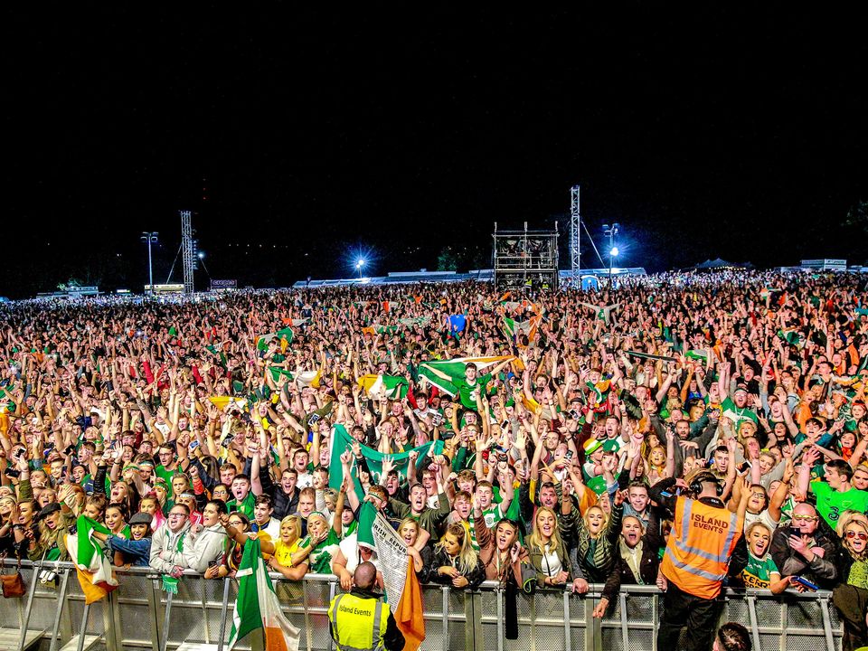 The Wolfe Tones perform at Feile in the Falls Park. Photo: Kevin Scott